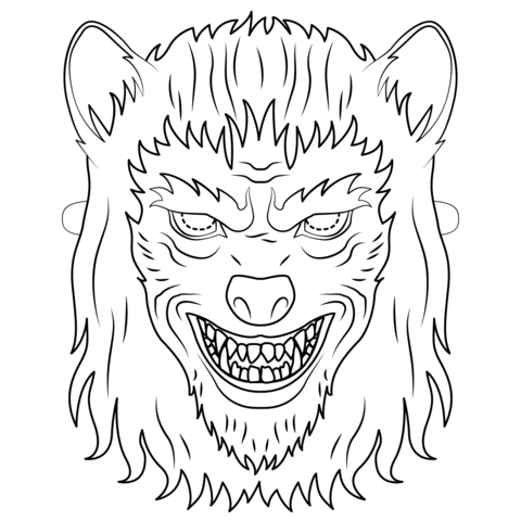 Werewolf Mask Coloring Page